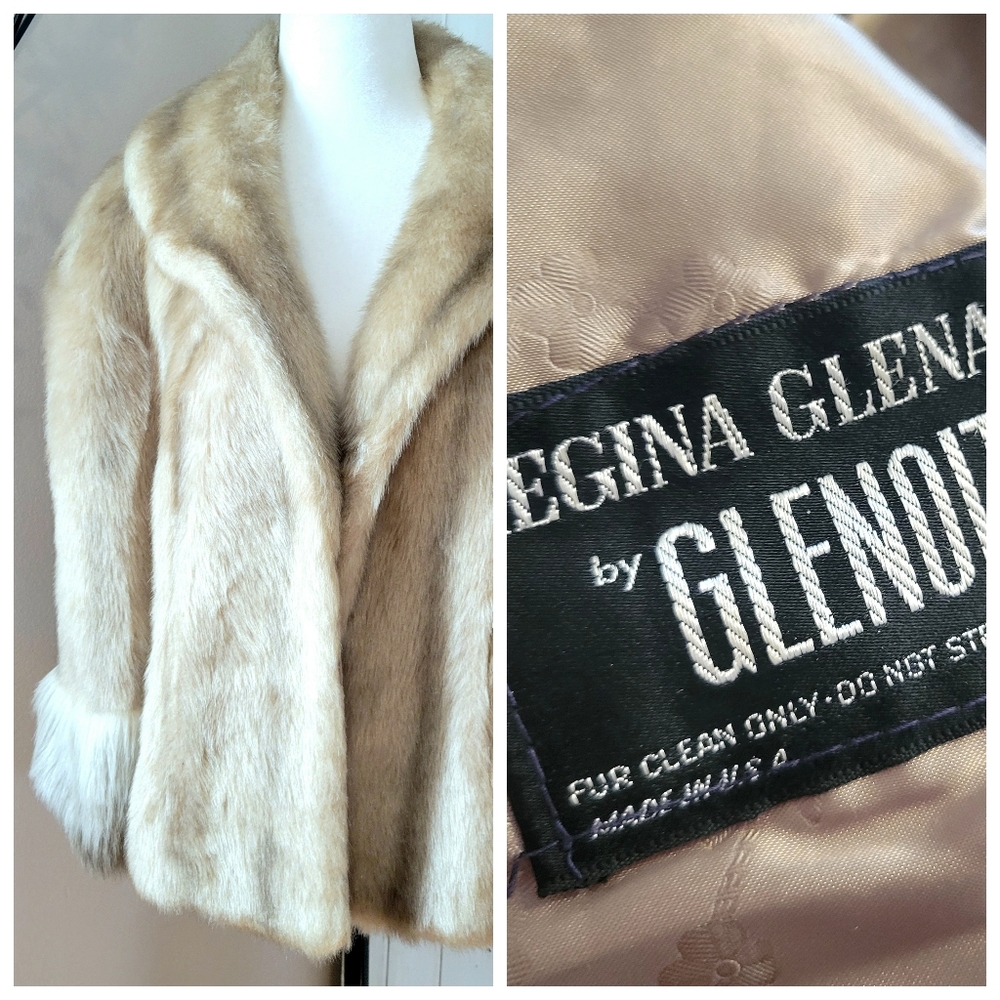 1950's STOLE FAUX FUR CHAMPAGNE VINTAGE